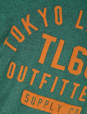Masking Motif Cotton Jersey Grindle T-Shirt in Green - Tokyo Laundry