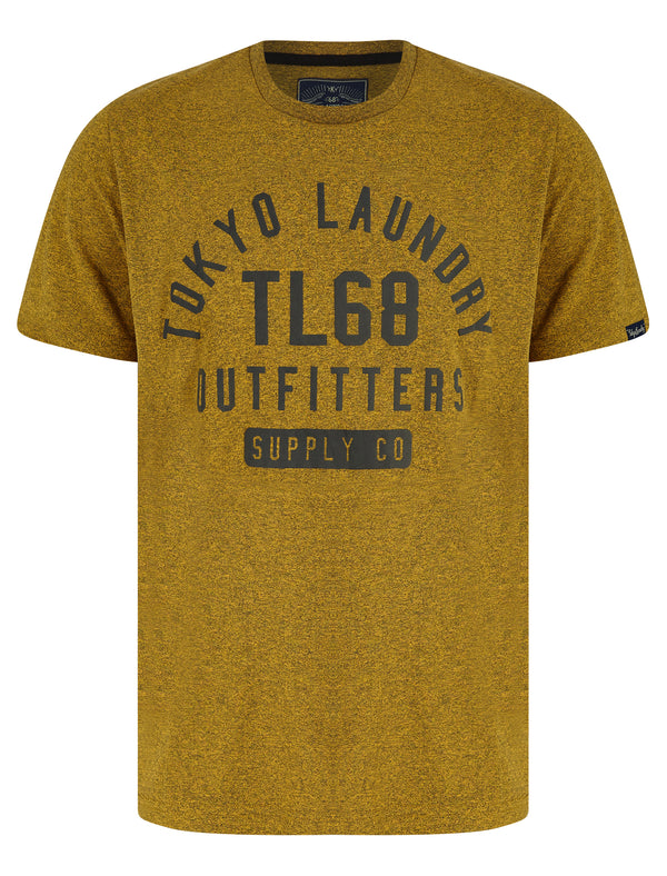 Masking Motif Cotton Jersey Grindle T-Shirt in Yellow - Tokyo Laundry