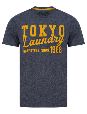 Underline Motif Cotton Jersey Grindle T-Shirt in Navy - Tokyo Laundry