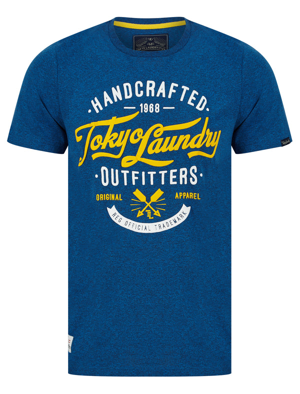 Raiser Motif Cotton Jersey Grindle T-Shirt in Blue - Tokyo Laundry