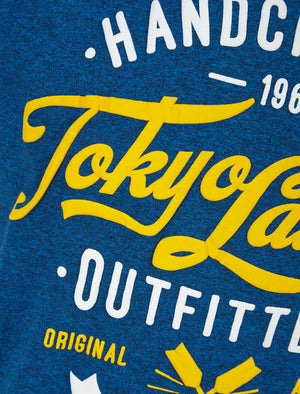 Raiser Motif Cotton Jersey Grindle T-Shirt in Blue - Tokyo Laundry