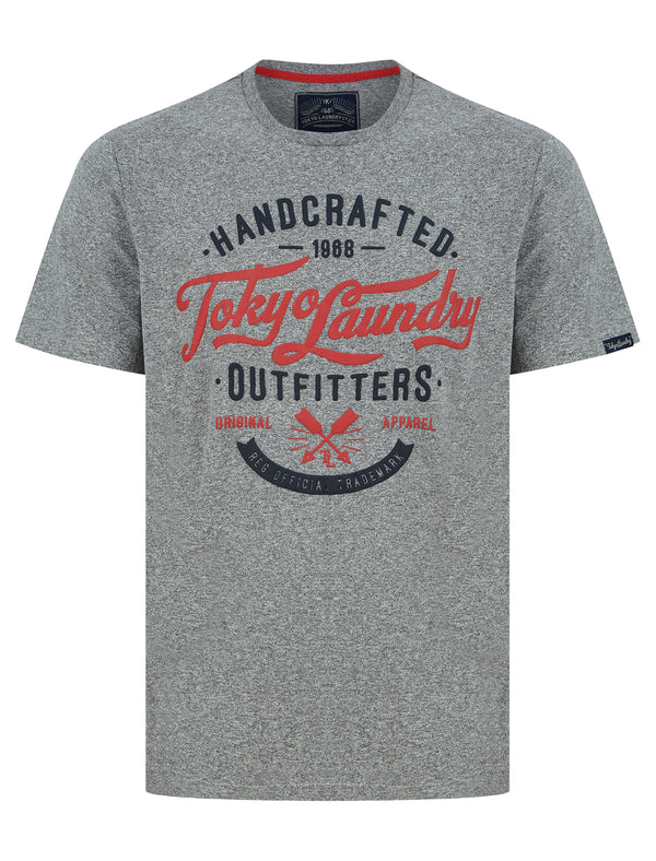 Raiser Motif Cotton Jersey Grindle T-Shirt in Light Grey - Tokyo Laundry