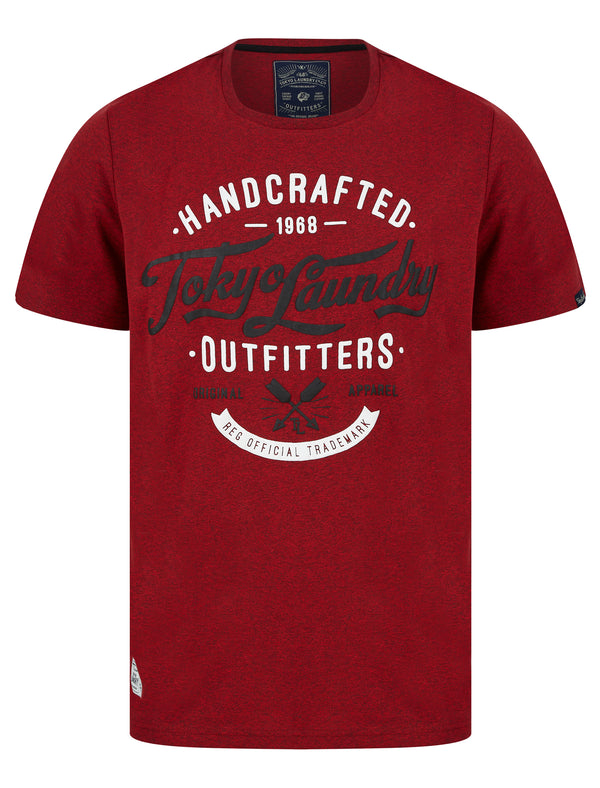 Raiser Motif Cotton Jersey Grindle T-Shirt in Red - Tokyo Laundry