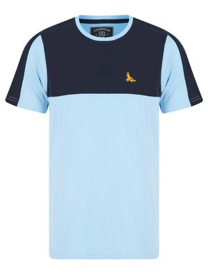 Stortford Colour Block Cotton T-Shirt in Blue Bell - Kensington Eastside