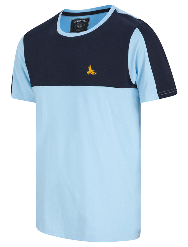 Stortford Colour Block Cotton T-Shirt in Blue Bell - Kensington Eastside