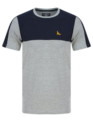 Stortford Colour Block Cotton T-Shirt in Light Grey Marl - Kensington Eastside