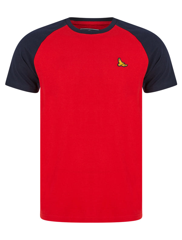 Stutfield Contrast Sleeve Cotton Baseball T-Shirt in Chinese Red - Kensington Eastside
