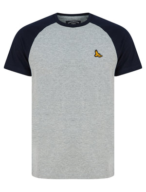Stutfield Contrast Sleeve Cotton Baseball T-Shirt in Light Grey Marl - Kensington Eastside