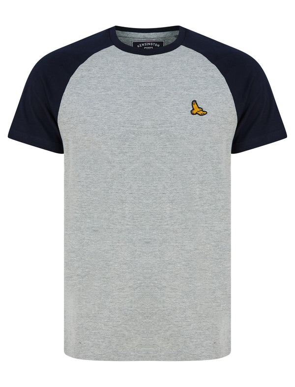 Stutfield Contrast Sleeve Cotton Baseball T-Shirt in Light Grey Marl - Kensington Eastside