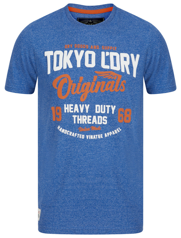 Heavy Duty 2 Puffy Motif Cotton Jersey T-Shirt in Light Blue Grindle - Tokyo Laundry