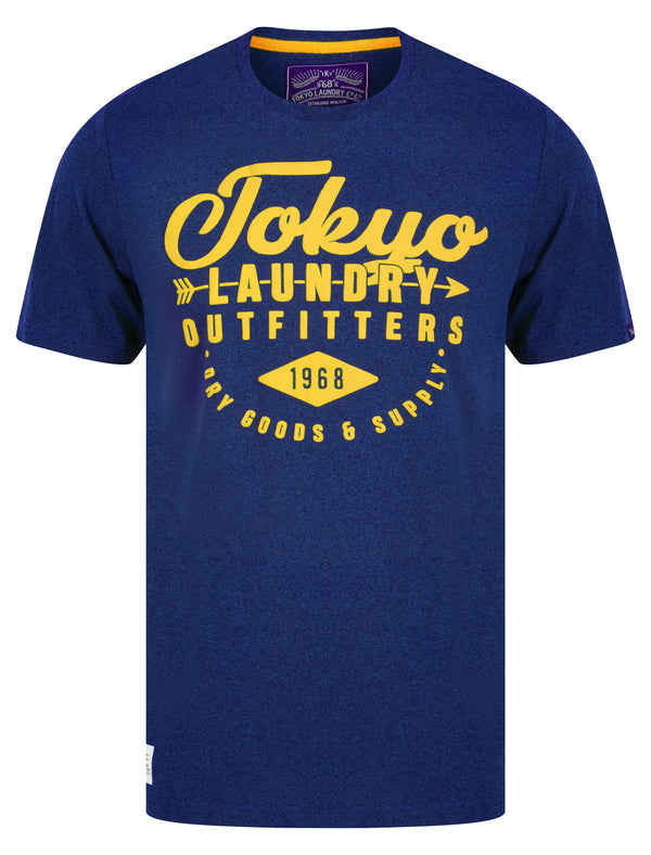 Robins 2 Motif Cotton Jersey T-Shirt in Mid Blue Grindle - Tokyo Laundry
