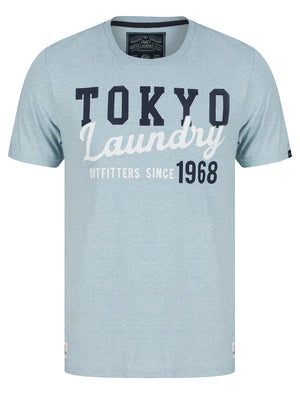 Within Motif Microstripe Cotton Jersey T-Shirt in Blue - Tokyo Laundry
