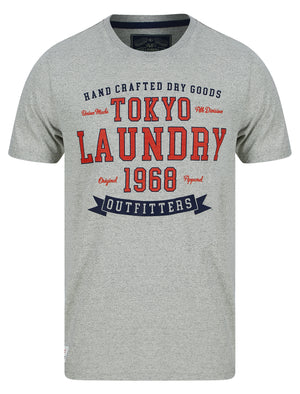 Social Motif Microstripe Cotton Jersey T-Shirt in Light Grey - Tokyo Laundry