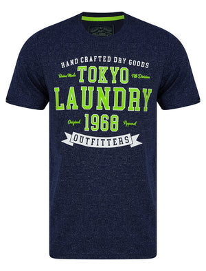 Social Motif Microstripe Cotton Jersey T-Shirt in Navy - Tokyo Laundry