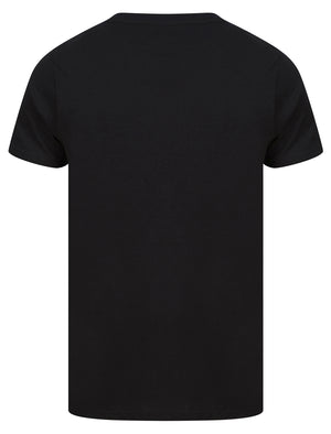 Men's Xmas Bourbon Motif Novelty Cotton Christmas T-Shirt in Jet Black - Merry Christmas