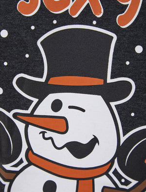 Men's Snow It Motif Novelty Cotton Christmas T-Shirt in Charcoal Marl - Merry Christmas