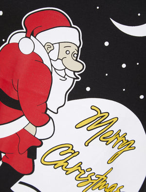 Men's Yellow Snow Motif Novelty Cotton Christmas T-Shirt in Jet Black - Merry Christmas