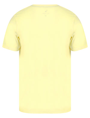 Destruction Derby Motif Cotton Jersey T-Shirt in Pastel Yellow - South Shore