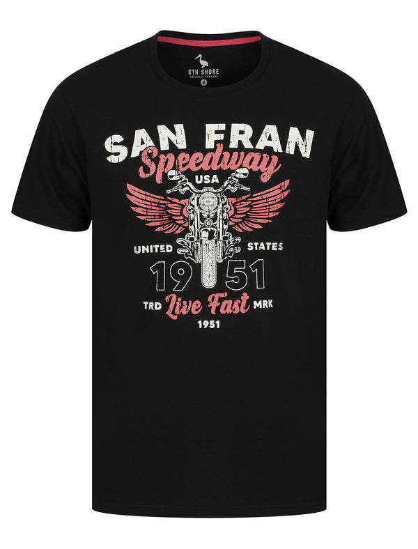 Seattle Speedsters Motif Cotton Jersey T-Shirt in Jet Black - South Shore