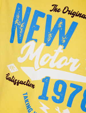 Manhattan NY Motif Cotton Jersey T-Shirt in Golden Cream - South Shore