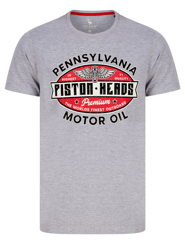 Nashville Wings Motif Cotton Jersey T-Shirt in Light Grey Marl - South Shore