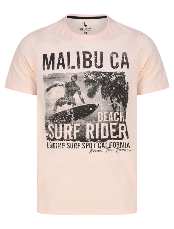 Surf Rider Motif Cotton Jersey T-Shirt in Barely Pink - South Shore