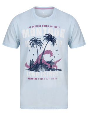 Montauk Motif Cotton Jersey T-Shirt in Ice Water - South Shore
