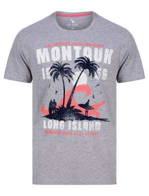 Montauk Motif Cotton Jersey T-Shirt in Light Grey Marl - South Shore