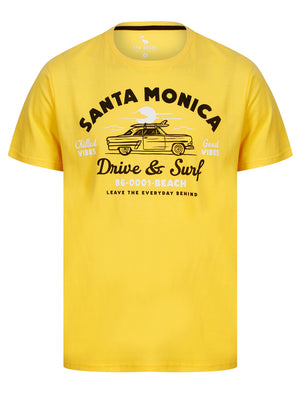 Drive Surf Motif Cotton Jersey T-Shirt in Golden Cream - South Shore