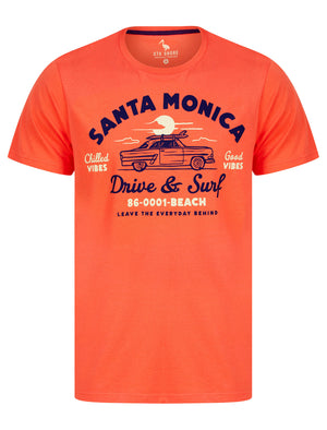 Drive Surf Motif Cotton Jersey T-Shirt in Hot Coral - South Shore