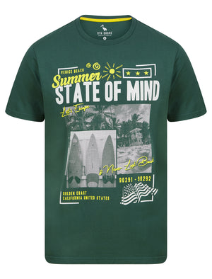 Summer State Motif Cotton Jersey T-Shirt in Mallard Green - South Shore