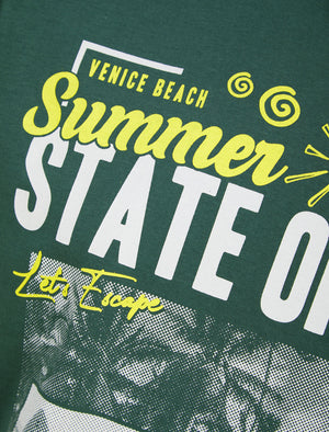 Summer State Motif Cotton Jersey T-Shirt in Mallard Green - South Shore