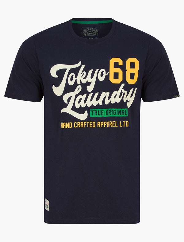 Woods Motif Cotton Jersey T-Shirt in Sky Captain Navy - Tokyo Laundry