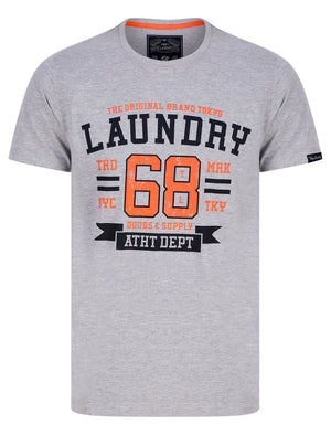 Squad Motif Cotton Jersey T-Shirt in Light Grey Marl - Tokyo Laundry