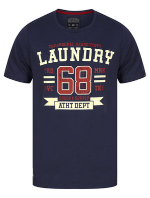 Squad Motif Cotton Jersey T-Shirt in Medieval Blue - Tokyo Laundry