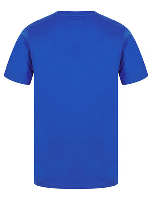 Elite Vintage Cracked Print Motif Cotton Jersey T-Shirt in Jet Blue - Tokyo Laundry