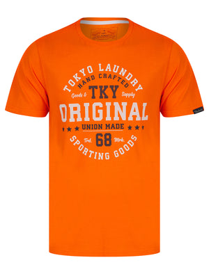 Empire Motif Cotton Jersey T-Shirt in Golden Poppy Orange - Tokyo Laundry