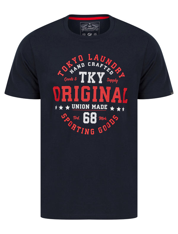 Empire Motif Cotton Jersey T-Shirt in Sky Captain Navy - Tokyo Laundry