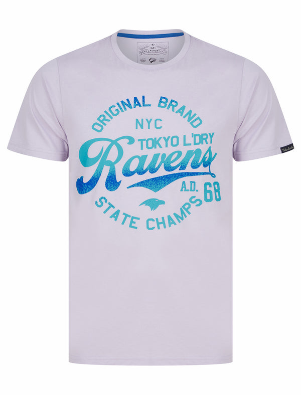 Ravens Gradient Ombre Motif Cotton Jersey T-Shirt in Purple Heather - Tokyo Laundry