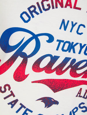 Ravens Gradient Ombre Motif Cotton Jersey T-Shirt in Snow White - Tokyo Laundry