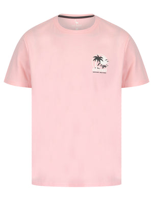 Castaway Back Print Motif Cotton Jersey T-Shirt in Rose Shadow - South Shore
