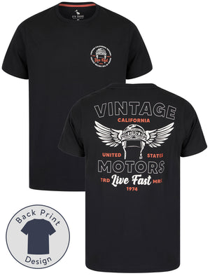 Cali Motors Back Print Motif Cotton Jersey T-Shirt in Jet Black - South Shore