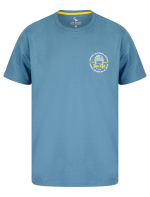 Cali Motors Back Print Motif Cotton Jersey T-Shirt in Blue Heaven - South Shore