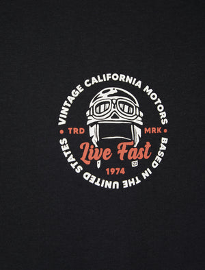 Cali Motors Back Print Motif Cotton Jersey T-Shirt in Jet Black - South Shore