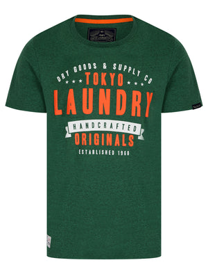 Imperium Motif Cotton Jersey Grindle T-Shirt in Dark Green - Tokyo Laundry