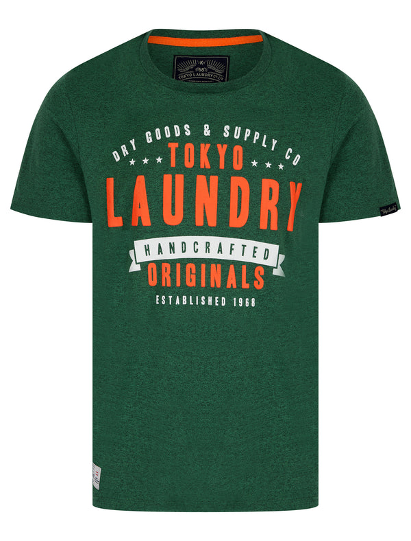 Imperium Motif Cotton Jersey Grindle T-Shirt in Dark Green - Tokyo Laundry