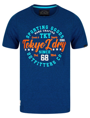 Stars 68 Motif Cotton Jersey Grindle T-Shirt in Blue / Black - Tokyo Laundry
