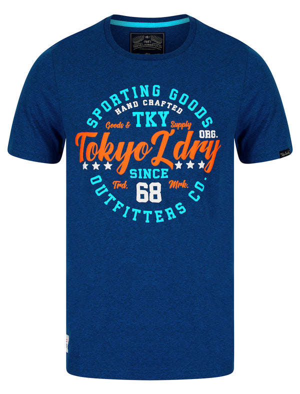 Stars 68 Motif Cotton Jersey Grindle T-Shirt in Blue / Black - Tokyo Laundry