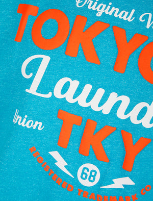 Watcher Motif Cotton Jersey Grindle T-Shirt in Sea - Tokyo Laundry