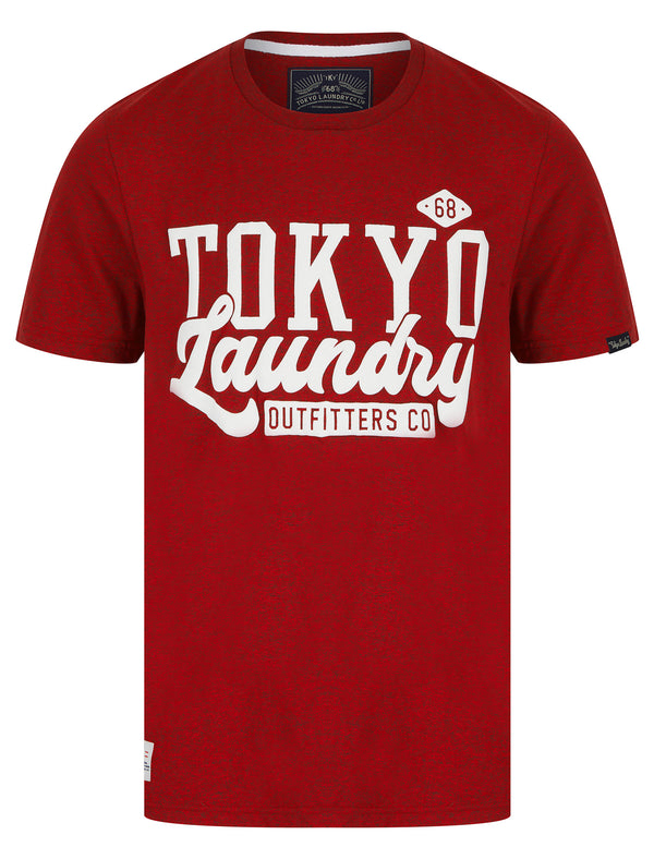 Shaker Motif Cotton Jersey Grindle T-Shirt in Dark Red - Tokyo Laundry